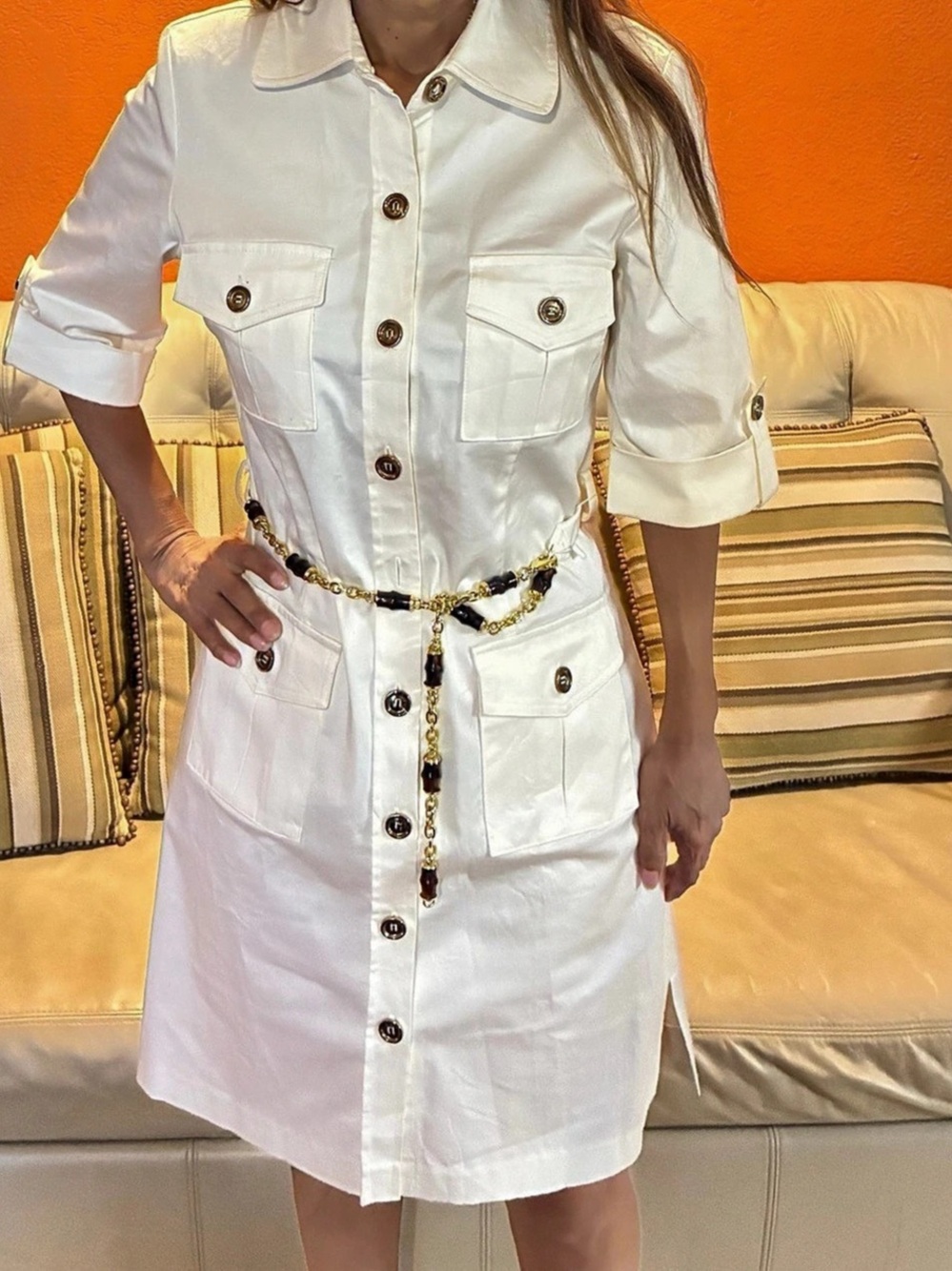 White Utility Mini Dress